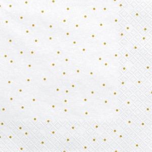 Serwetki białe w złote kropeczki/20szt.