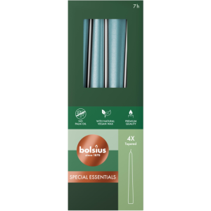 Świeca szpica Metalizowana Niebieska Bolsius, 4szt.