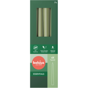 Świeca szpica Butelkowa Zieleń Bolsius, 4szt.