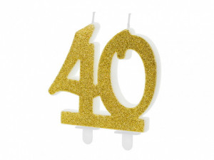 Świeczka urodzinowa 40, złoty 7,5cm