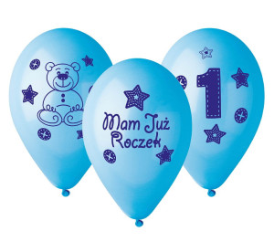 Balony Premium Moje 1 urodziny ( niebieski), 12 cali 5 szt.