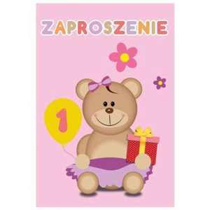 Zaproszenia "Moje 1 Urodziny" 6 szt. różowe