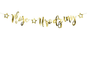 Baner Moje urodziny, złoty, 16,5x90cm