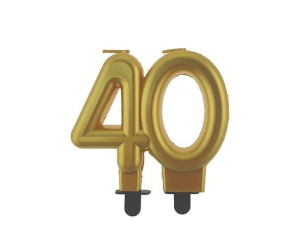 Świeczka 40 złota, metaliczna 8 cm