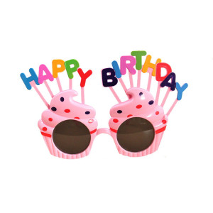 Okulary dziecięce różowe MUFFINKI Happy Birthday