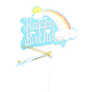 Topper niebieska dekoracja na TORT Happy Brithday