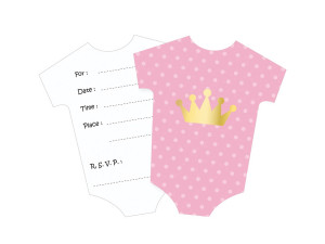 Zaproszenia z kopertą "Little girl", róż, 6 szt.