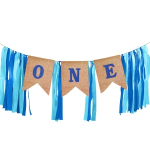 Baner ONE ze wstążkami niebieski