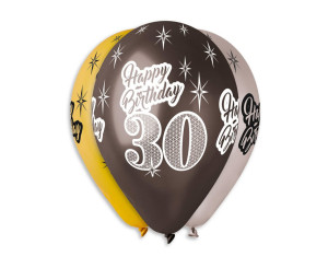 Balony Happy Birthday 30 metaliczne, 30cm/6szt.