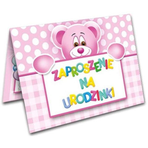 Zaproszenia "misiu różowy", 10 szt