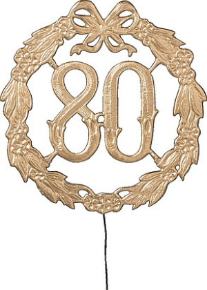 Dekoracja urodzinowa "80" średnica 13cm złota