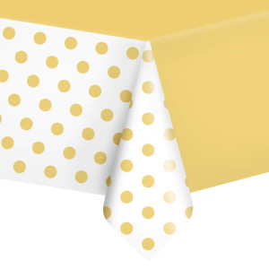 Obrus złoty w kropki chrom 137x274cm