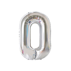 Balon foliowy CYFRA 0 srebrna 32 cale 80cm