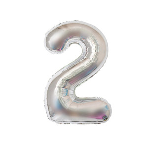 Balon foliowy CYFRA 2 srebrna 32 cale 80cm
