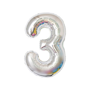 Balon foliowy CYFRA 3 srebrna 32 cale 80cm