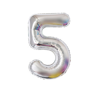Balon foliowy CYFRA 5 srebrna 32 cale 80cm