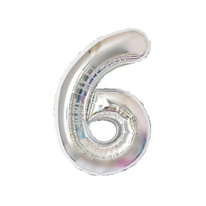 Balon foliowy CYFRA 6 srebrna 32 cale 80cm