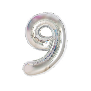 Balon foliowy CYFRA 9 srebrna 32 cale 80cm