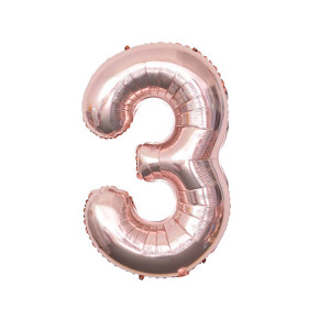 Balon foliowy CYFRA 3 Rose Gold Różowe Złoto 32 cale 80cm