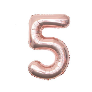 Balon foliowy CYFRA 5 Rose Gold Różowe Złoto 32 cale 80cm