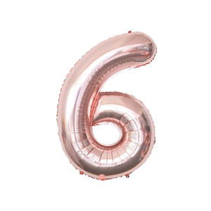 Balon foliowy CYFRA 6 Rose Gold Różowe Złoto 32 cale 80cm