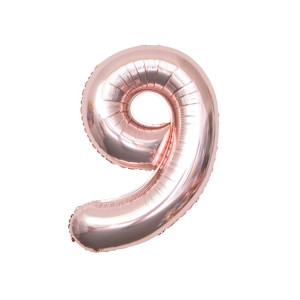 Balon foliowy CYFRA 9 Rose Gold Różowe Złoto 32 cale 80cm