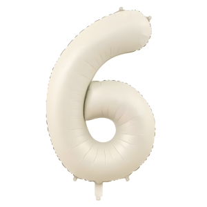 Balon Foliowy Cyfra Beżowa cielista "6" 1m