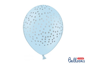 Balony 30cm, Kropki, Pastel Baby Blue, 6szt.