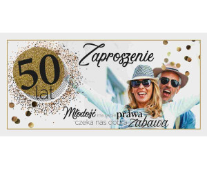Zaproszenie na 50 Urodziny, Para, 17x8,5 cm, 10 szt.