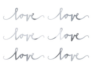 Dekoracje papierowe Love, srebrny, 6x20cm