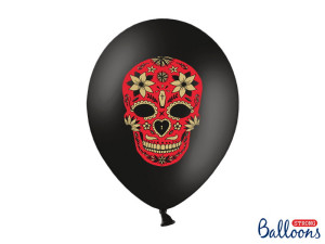 Balony 30 cm, Dia de los Muertos, Pastel Blac 1op/6 szt