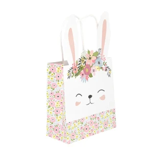 Torebki na prezenty w kształcie Zajączka z kwiatami małe 1 szt.