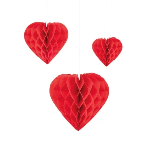 Dekoracje papierowe honeycomb Serce 3szt.