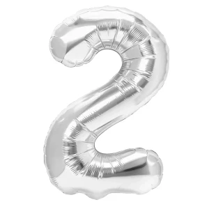 Balon foliowy cyfra 2 srebrny 40cm