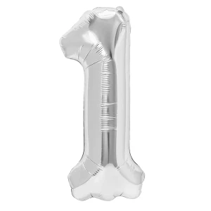 Balon foliowy cyfra 1 srebrny 40cm