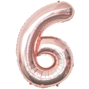 Balon Foliowy Rose Gold "6" 1m