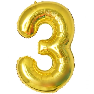 Balon Foliowy Złoty "3" 1m
