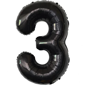 Balon Foliowy Czarny "3" 1m