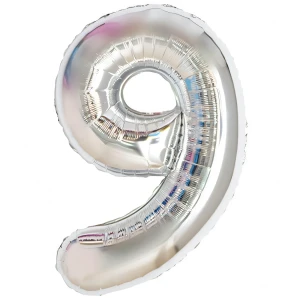 Balon Foliowy Srebrny "9" 1m
