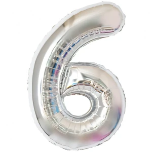 Balon Foliowy Srebrny "6" 1m