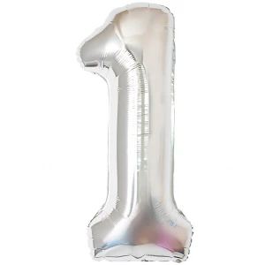 Balon Foliowy Srebrny "1" 1m