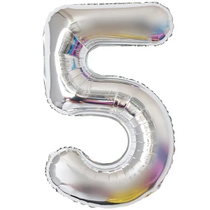 Balon Foliowy Srebrny "5" 1m