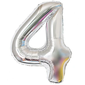 Balon Foliowy Srebrny "4" 1m