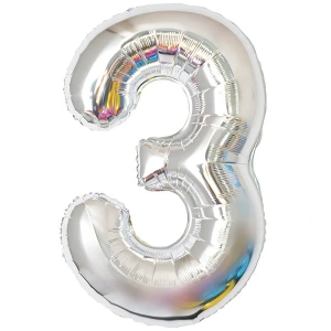 Balon Foliowy Srebrny "3" 1m