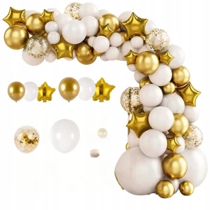 GIRLANDA BALONOWA biało złota 98 elementów