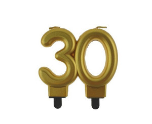 Świeczka 30 złota, metaliczna 8 cm