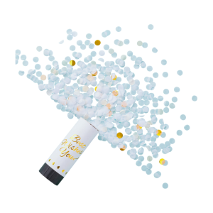 Tuba strzelająca konfetti biało-złota 11 cm