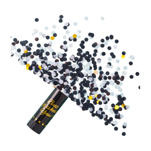 Tuba strzelająca konfetti czarno-złota 11 cm