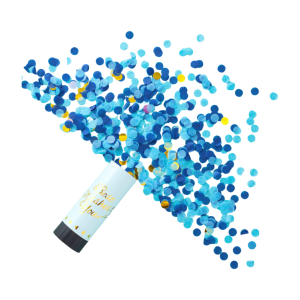 Tuba strzelająca konfetti niebiesko-złota 11 cm