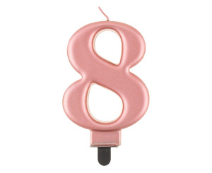 Świeczka 8 metalik różowo-złota, 8 cm